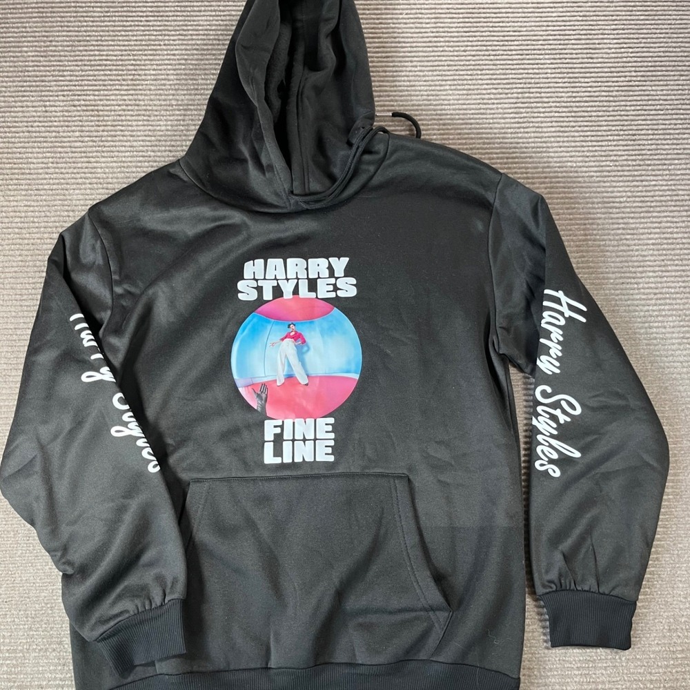 Harry Styles Fine Line Black Graphic Hoodie Sweatshirt Fleece Lined Size Medium